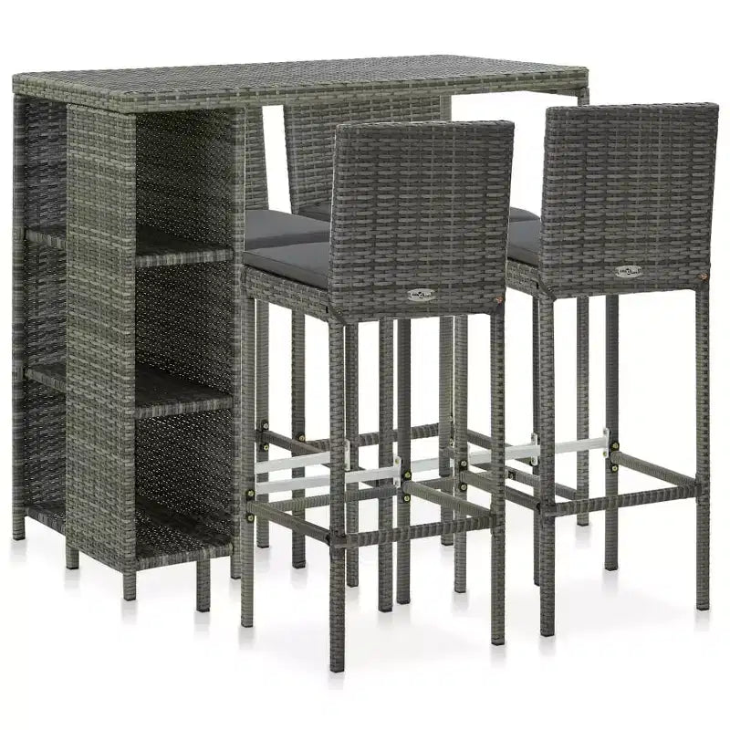 vidaXL Ensemble de bar de jardin en résine tressée avec housses amovibles de taille moyenne