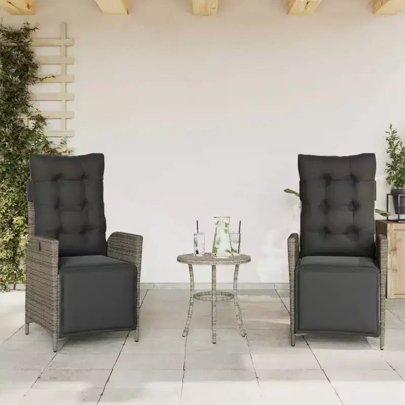 vidaXL Ensemble de bistro 3 pièces avec coussins en résine tressée marron