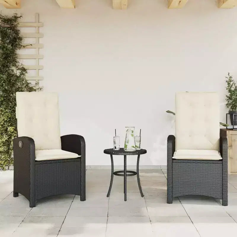 vidaXL Ensemble bistrot avec coussins, mobilier de jardin 3 pièces en résine tressée