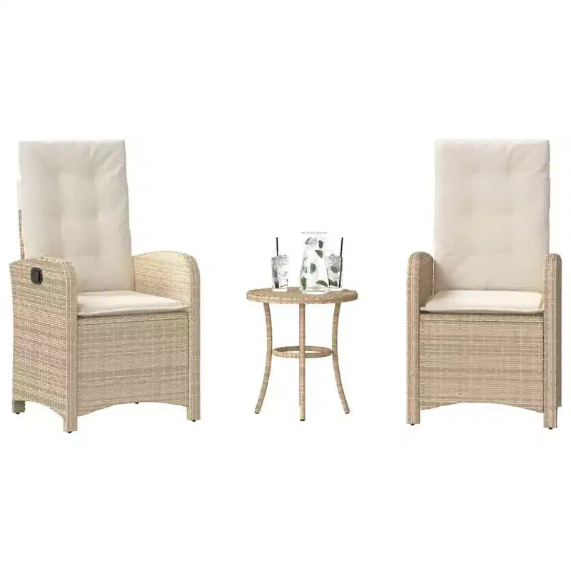 vidaXL Ensemble bistrot avec coussins, mobilier de jardin 3 pièces en résine tressée