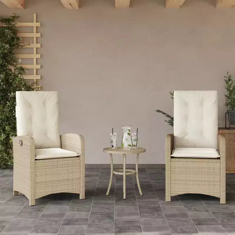 vidaXL Ensemble bistrot avec coussins, mobilier de jardin 3 pièces en résine tressée