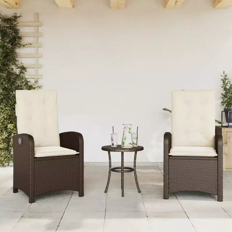vidaXL Ensemble bistrot avec coussins, mobilier de jardin 3 pièces en résine tressée