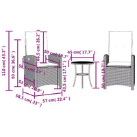 vidaXL Ensemble bistrot avec coussins, mobilier de jardin 3 pièces en résine tressée