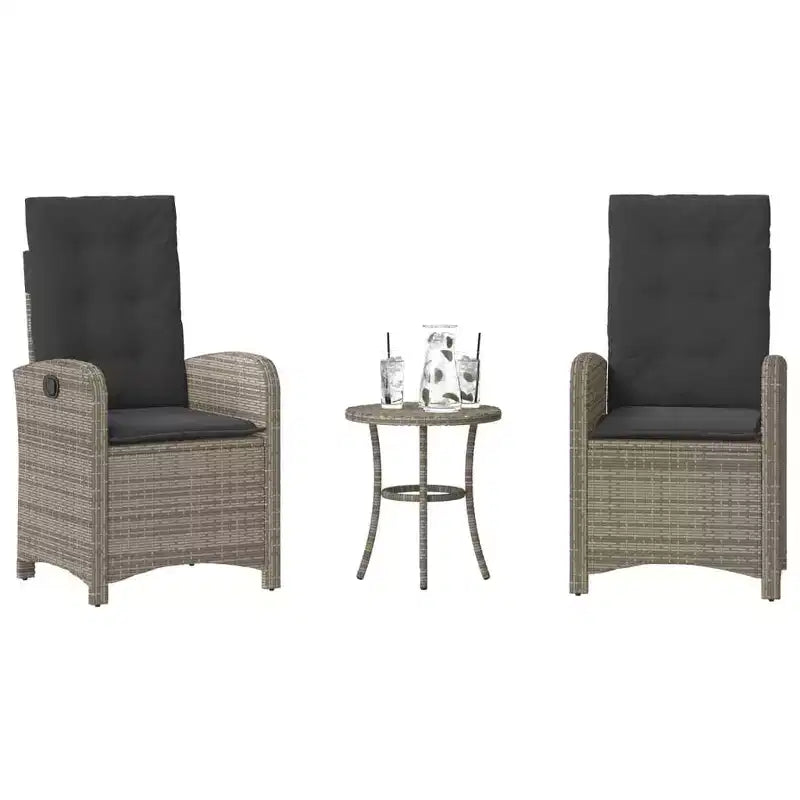 vidaXL Ensemble bistrot avec coussins, mobilier de jardin 3 pièces en résine tressée