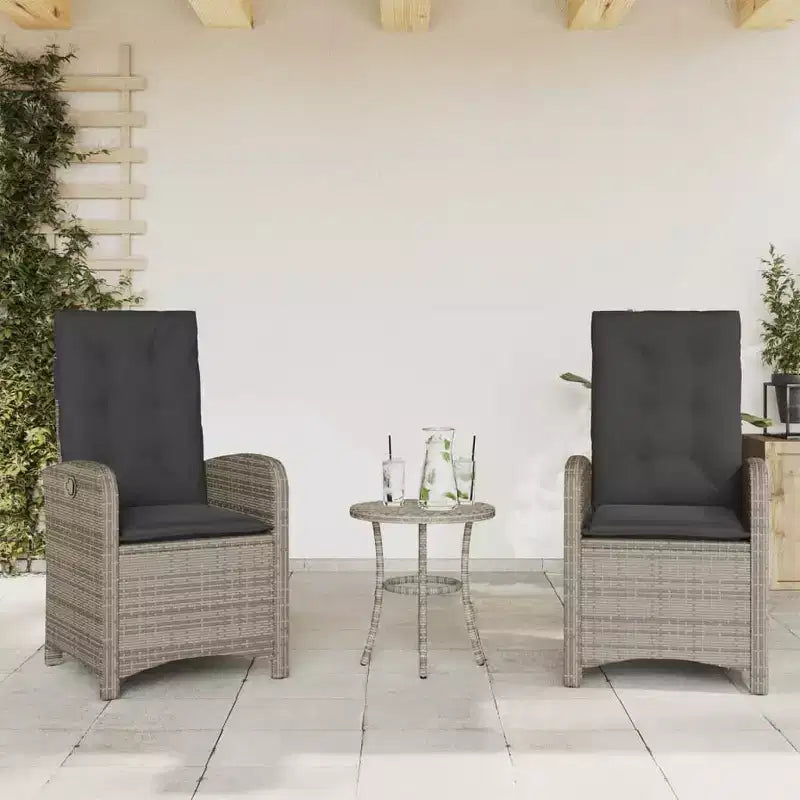 vidaXL Ensemble bistrot avec coussins, mobilier de jardin 3 pièces en résine tressée