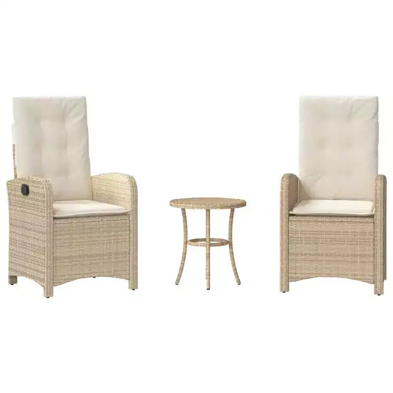 vidaXL Ensemble bistrot avec coussins, mobilier de jardin 3 pièces en résine tressée