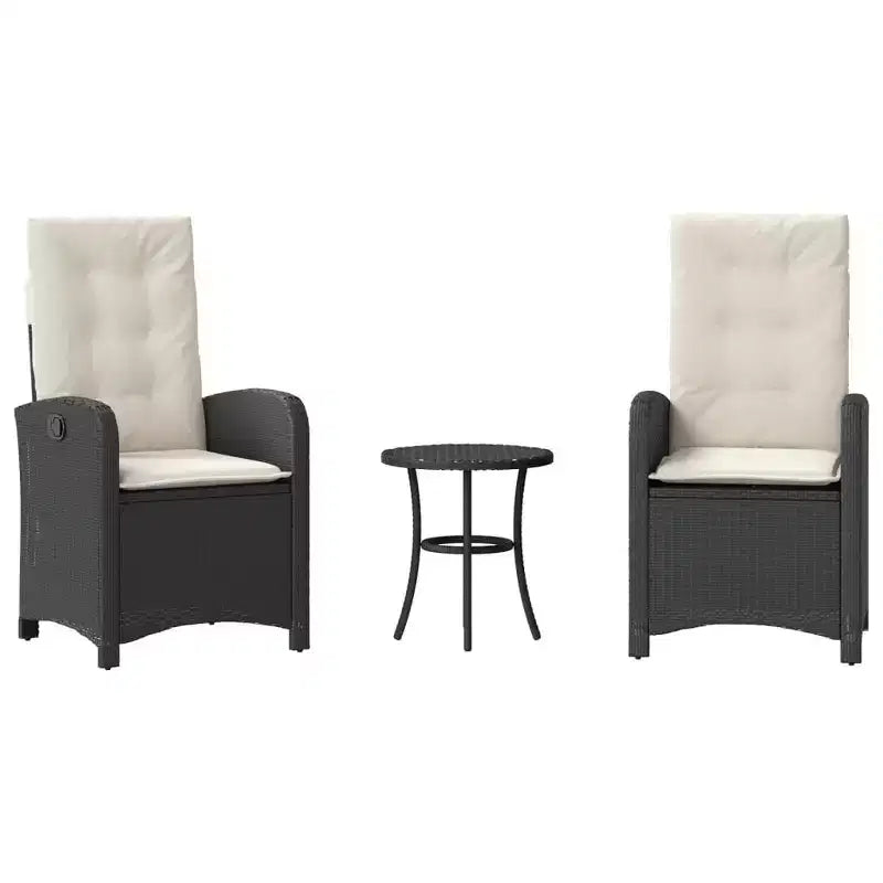 vidaXL Bistro Set with Cushions Outdoor Patio Furniture 3 Piece Poly Rattan