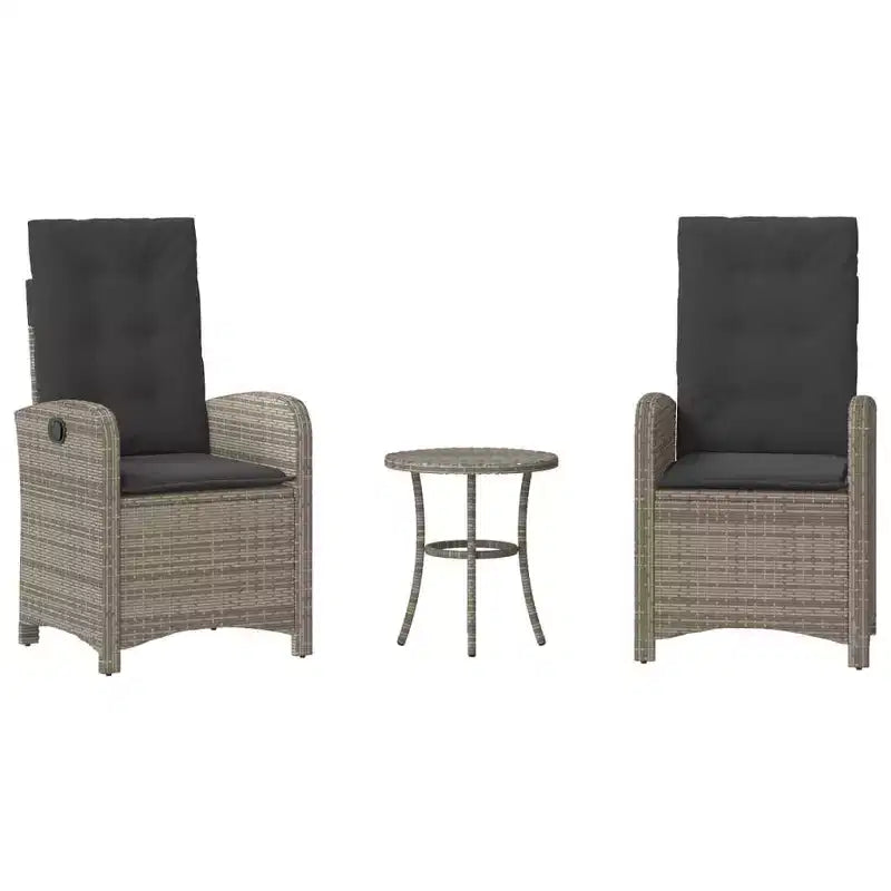 vidaXL Ensemble bistrot avec coussins, mobilier de jardin 3 pièces en résine tressée