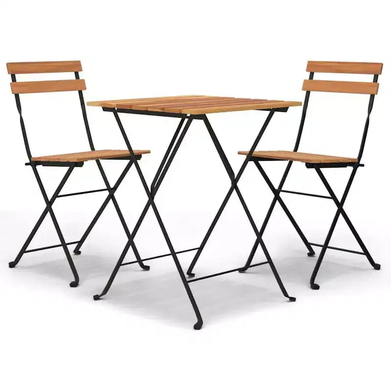 vidaXL Ensemble bistro pliant 3 pcs Bois de teck massif et acier