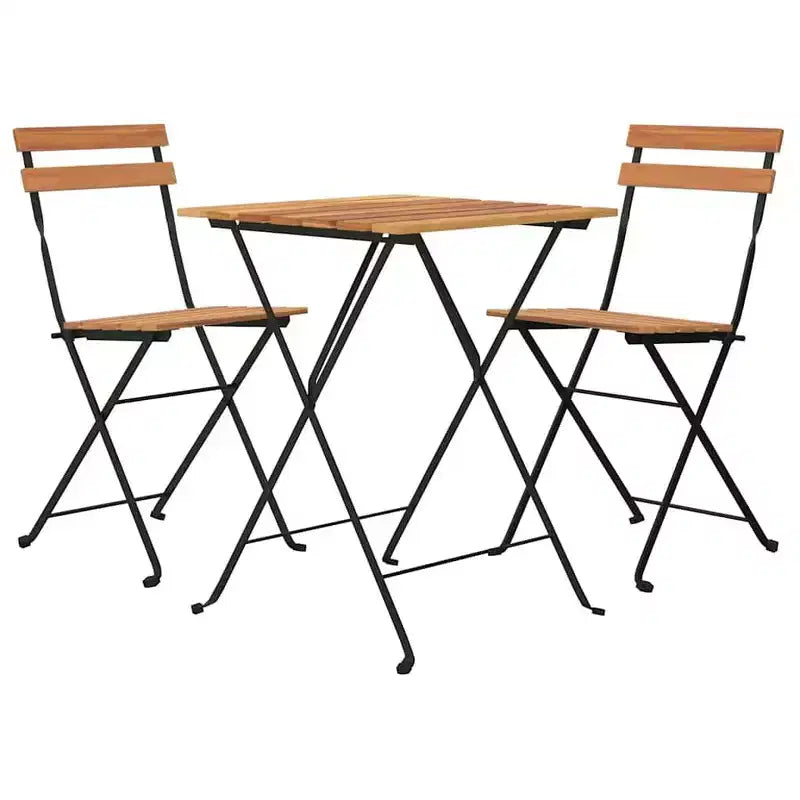 vidaXL Ensemble bistro pliant 3 pcs Bois de teck massif et acier