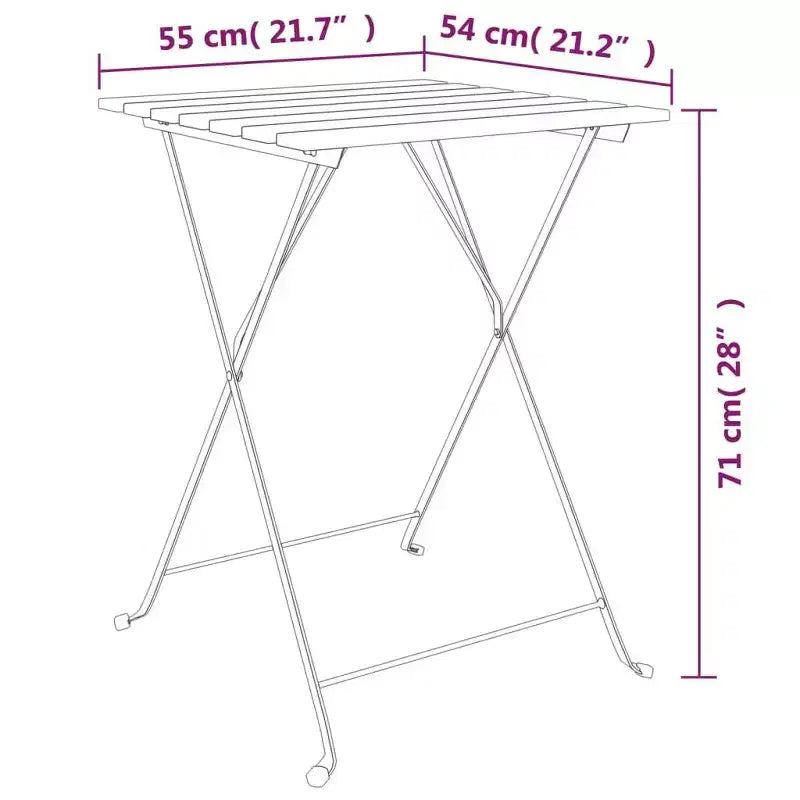 vidaXL Ensemble bistro pliant 3 pcs Bois de teck massif et acier