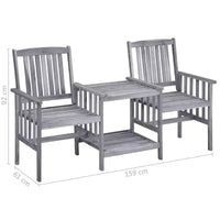 vidaXL Chaises de jardin avec table à thé 62,6x24x36,2 cm Bois d'acacia massif