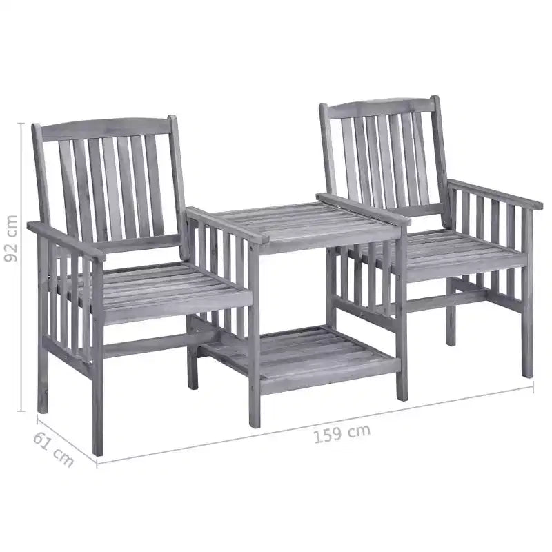 vidaXL Chaises de jardin avec table à thé 62,6x24x36,2 cm Bois d'acacia massif