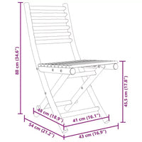 vidaXL Ensemble bistro en bambou naturel, taille standard, pliable