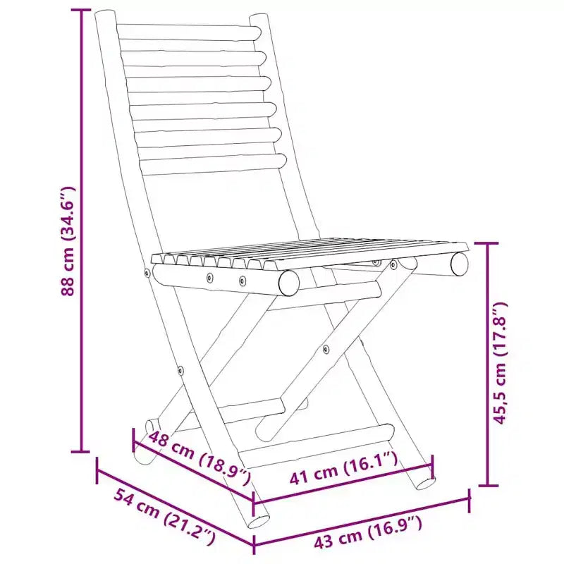 vidaXL Ensemble bistro en bambou naturel, taille standard, pliable