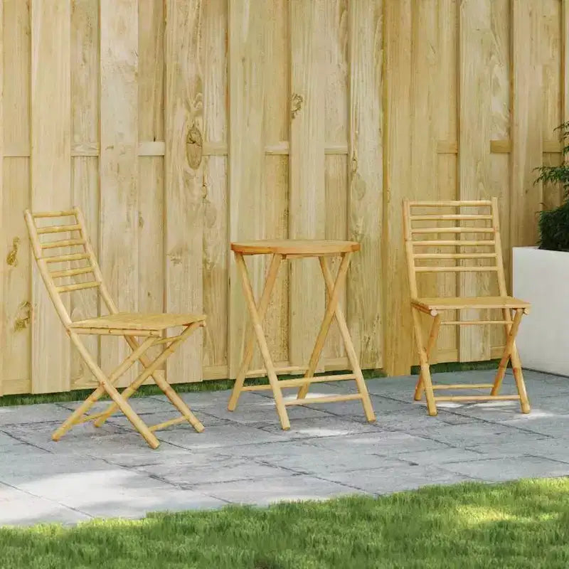 vidaXL Ensemble bistro en bambou naturel, taille standard, pliable