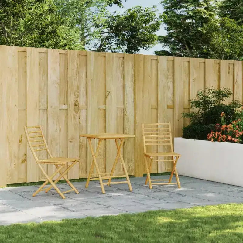 vidaXL Ensemble bistro en bambou naturel, taille standard, pliable