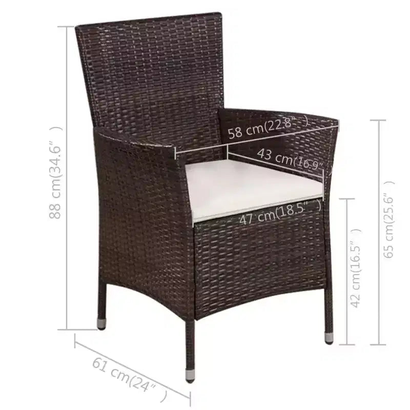 vidaXL Ensemble bistro de patio Meubles de jardin Table et chaises en rotin