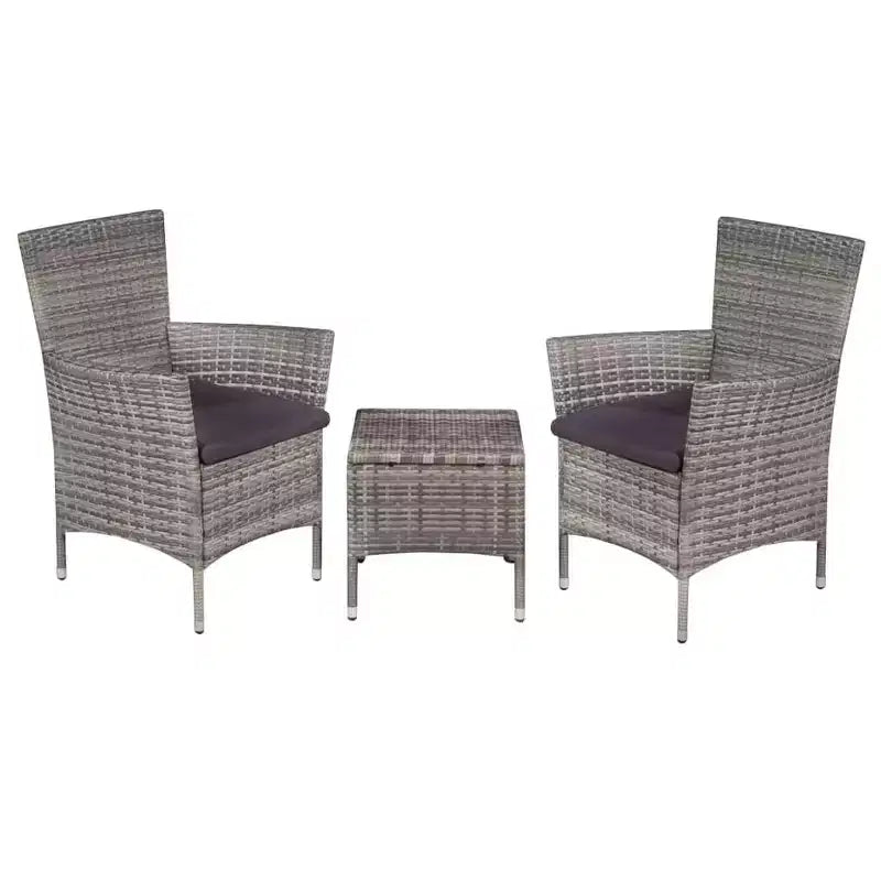 vidaXL Patio Bistro Set Outdoor Furniture Set Wicker Table and Chairs Rattan