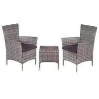 vidaXL Patio Bistro Set Outdoor Furniture Set Wicker Table and Chairs Rattan