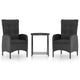 vidaXL 3 Piece Patio Bistro Set Poly Rattan and Glass