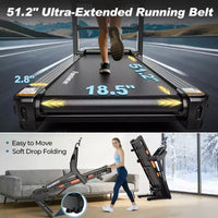 Tapis de course pliable 5 CV, capacité 136-181 kg, inclinaison automatique 20%, vitesse rapide 19 km/h, 96+5+3+1 programmes intelligents, contrôle par application, tapis de course domestique pour la marche et la course