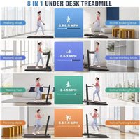Tapis Roulant Pliable 4-en-1 KRISRATE 3.5HP avec Inclinaison de 15%, Bureau Amovible et Barre de Maintien, Tapis de Marche Pliant Sous le Bureau pour la Maison/Bureau/Salle de Sport
