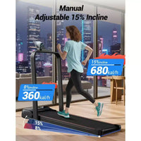 Tapis de marche inclinable à 15% avec barre de maintien - Tapis de course pliable silencieux de 2,5 CV pour la maison ou le bureau, sous le bureau, tapis de marche portable d'une capacité de 100 kg