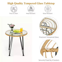 Ensemble de 3 meubles en rotin avec table et chaises coussinées