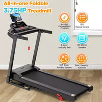 Tapis roulant 3.75HP capacité 300lb, tapis pliable avec inclinaison, 64+7 programmes intelligents, 7.5MPH, contrôle par APP, tapis de course pour la maison jogging marche avec haut-parleur HiFi