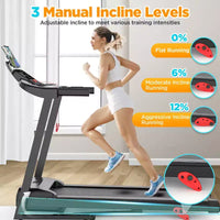 Tapis roulant 3.75HP capacité 300lb, tapis pliable avec inclinaison, 64+7 programmes intelligents, 7.5MPH, contrôle par APP, tapis de course pour la maison jogging marche avec haut-parleur HiFi
