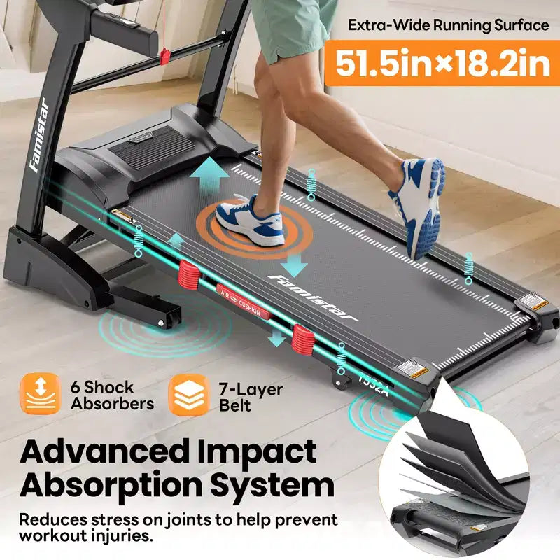 Tapis roulant avec inclinaison automatique de 20%, tapis de course pliable de 4,95 CV capacité 180 kg, 71 programmes, 19 km/h, entraînement personnalisé avec contrôle via application, tapis de course domestique pour jogging et marche.