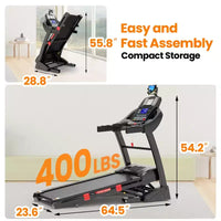 Tapis roulant avec inclinaison automatique de 20%, tapis de course pliable de 4,95 CV capacité 180 kg, 71 programmes, 19 km/h, entraînement personnalisé avec contrôle via application, tapis de course domestique pour jogging et marche.
