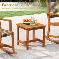 Ensemble de 3 pièces pour patio en bois d'acacia avec chaises à bascule et osier rotin