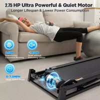 Tapis roulant pliable 2,75 CV, capacité de 136 kg, 3 niveaux d'inclinaison, vitesse de 12 km/h, pour la maison, 64+6+1 programmes, application intelligente, haut-parleurs stéréo Bluetooth Hi-Fi