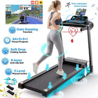 Tapis de Course 12 km/h pour la Maison, Tapis Roulant Pliable Inclinable avec Contrôle par APP, Capacité de 136 kg, Moteur sans Balai de 2,5 CV, Maison et Bureau