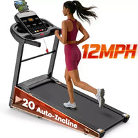 Tapis de course pliable avec inclinaison automatique sur 20 niveaux, vitesse de 19 km/h, contrôle par application, capacité de 180 kg, conception à descente douce