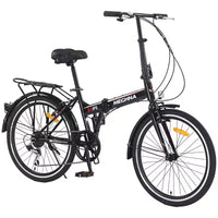 Vélo pliant de ville 24 pouces, cadre en acier, 7 vitesses, cadre en acier à haute résistance, freins en V