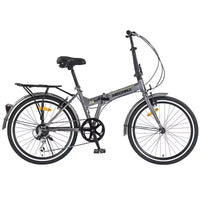 Vélo pliant de ville 24 pouces, cadre en acier, 7 vitesses, cadre en acier à haute résistance, freins en V