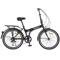 Vélo pliant de ville 24 pouces, cadre en acier, 7 vitesses, cadre en acier à haute résistance, freins en V