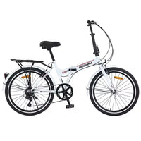 24 Folding City Bike Steel Frame 7 Speed Folding Bike, Bicycle, High-Tensile Steel Frame, V Brakes