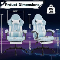 Chaise de jeu MAYEERTY, Chaise d'ordinateur, Chaise ergonomique avec repose-pieds et soutien lombaire pour salon Bleu