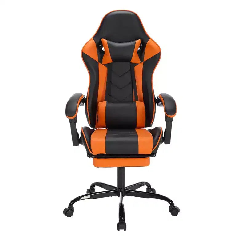 Chaise de jeu MAYEERTY avec repose-pieds, chaise d'ordinateur ergonomique avec appui-tête et support lombaire, chaises de jeu vidéo réglables en hauteur Noir Orange