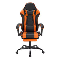 Chaise de jeu MAYEERTY avec repose-pieds, chaise d'ordinateur ergonomique avec appui-tête et support lombaire, chaises de jeu vidéo réglables en hauteur Noir Orange
