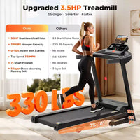 Tapis de course pliable 330lbs avec moteur 3.5CV, 64+7 programmes, tapis de course inclinable pour la maison, 12km/h, contrôle APP et double haut-parleurs, tapis de course portable pour la marche et le jogging