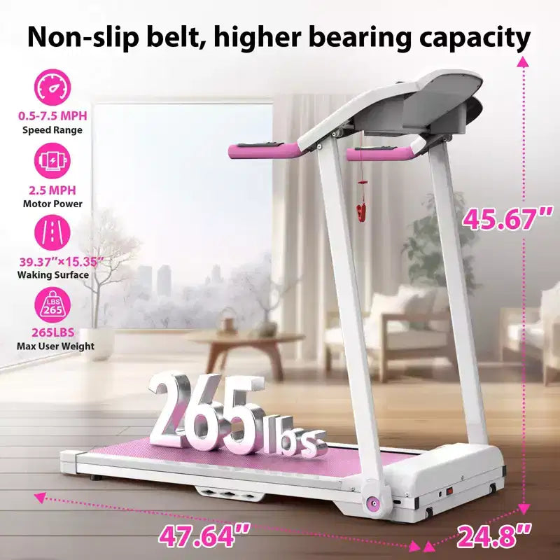 Tapis de course pliable Okak avec une capacité de charge maximale de 120 kg, tapis roulant électrique portable de 2,5 CV, tapis de course pour la maison, le bureau