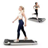 Tapis de course 3-EN-1 Okak sous le bureau avec télécommande et écran LED, tapis de course pliable avec inclinaison, tapis de marche avec barre de maintien