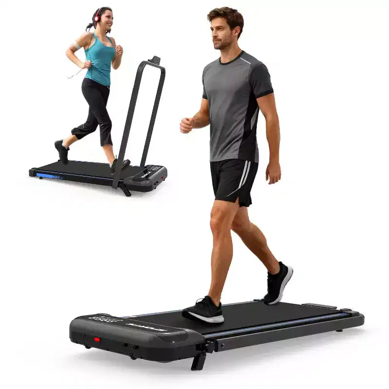 Tapis de course 3-EN-1 Okak sous le bureau avec télécommande et écran LED, tapis de course pliable avec inclinaison, tapis de marche avec barre de maintien