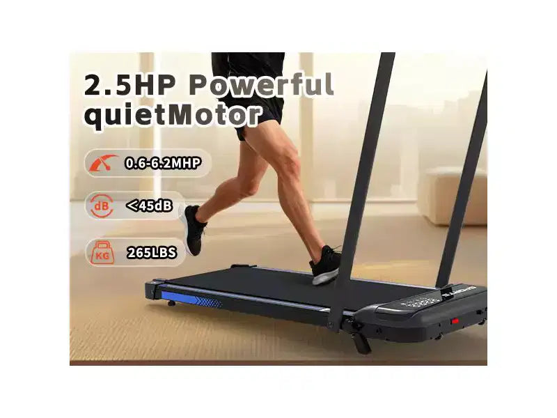 Tapis de course 3-EN-1 Okak sous le bureau avec télécommande et écran LED, tapis de course pliable avec inclinaison, tapis de marche avec barre de maintien