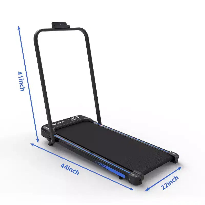 Tapis de course 3-EN-1 Okak sous le bureau avec télécommande et écran LED, tapis de course pliable avec inclinaison, tapis de marche avec barre de maintien